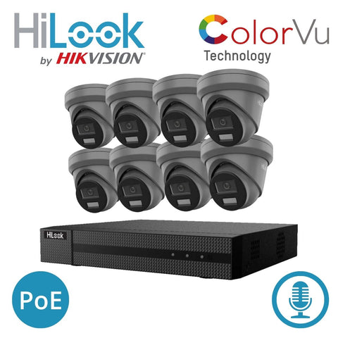 HiLook By Hikvision IP 8 5MP Turret Camera Kit (Grey)