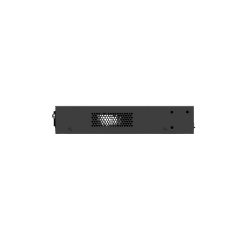 RG-ES228GS-P, Side view, IP Switch, black, rectangular metal casing with a matte finish, rectangular air vent