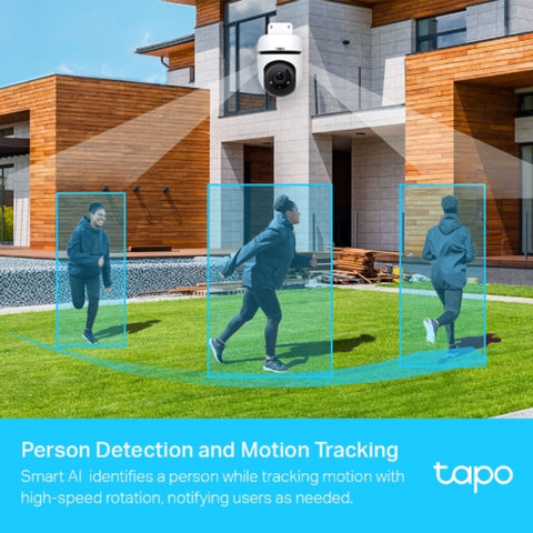 Person Detection and Motion Tracking-Smart AI identifies a person while tracking motion with high-speed rotation, notifying users as needed.