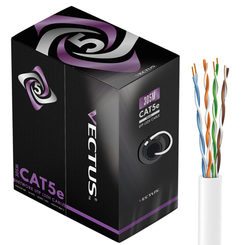 VECTUS CAT5e 305m Cable, UTP, PE, External Grade, WHITE, Solid Copper - 001 