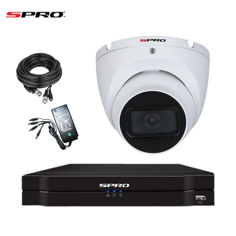 SPRO Analogue Camera and Recorder Surveillance Kit: 1x SPRO 5MP HD Fixed Lens CCTV Camera with 1x 5MP 4 Channel HD DVR Recorder