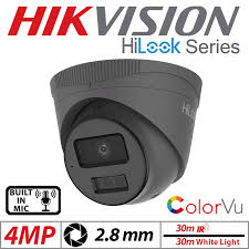 HiLook 4 MP ColorVu with Smart Hybrid Light Turret Camera)/Grey