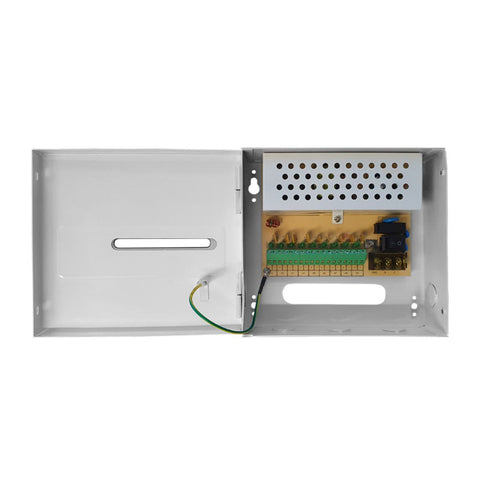 4-Way Boxed CCTV Power Supply Unit with PTC Fuse Protection in a Durable Metal Case