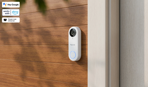 Reolink video doorbell white POE on front door